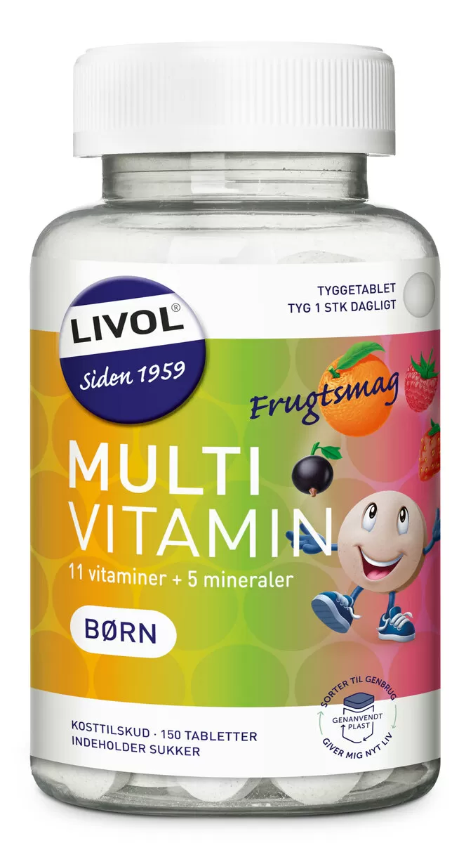 Livol Multivitamin Børn, Frugt - 150 tyggetabl.