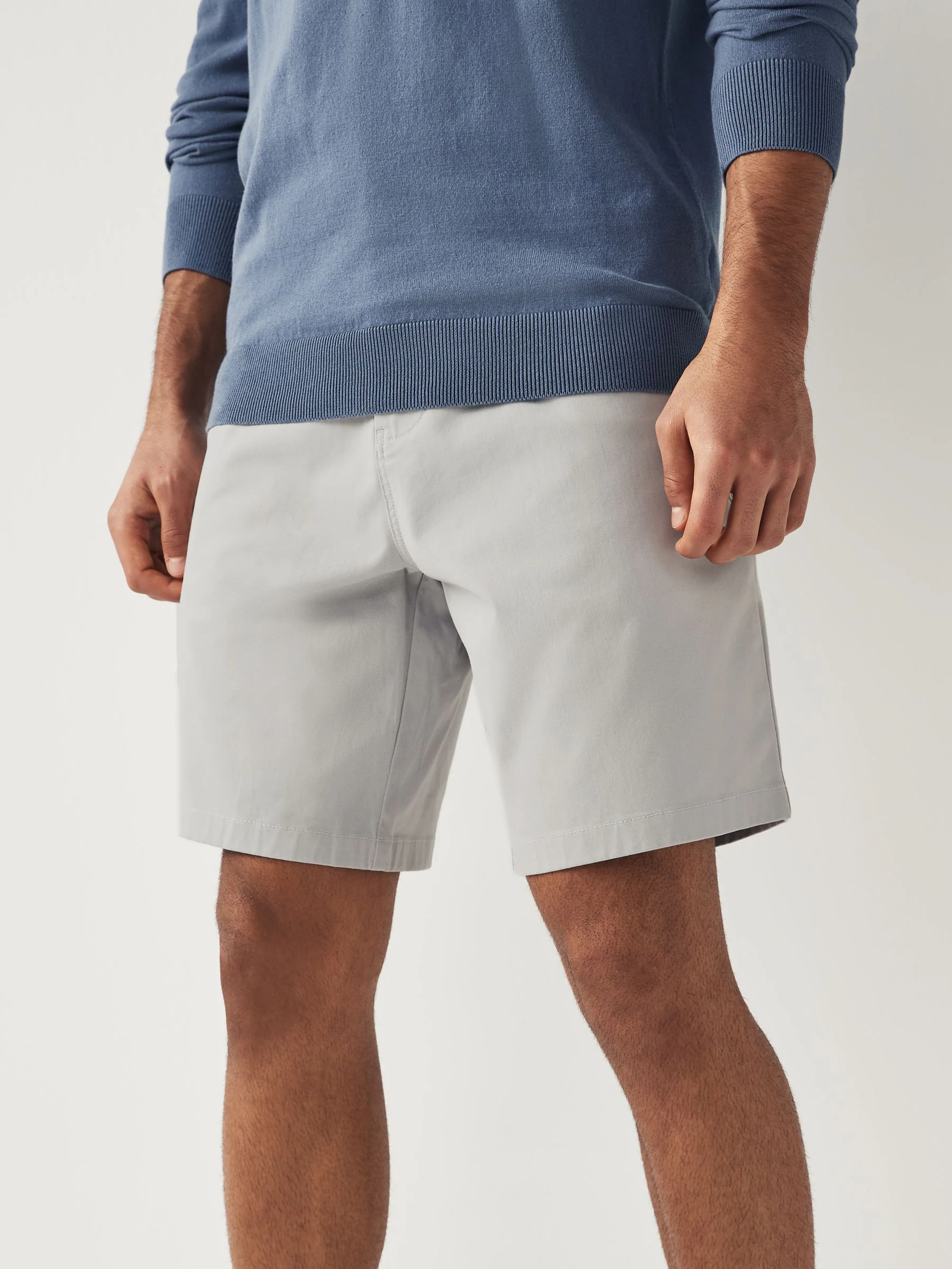 Lichtgrijs - Straight fit - Chinoshort met stretch