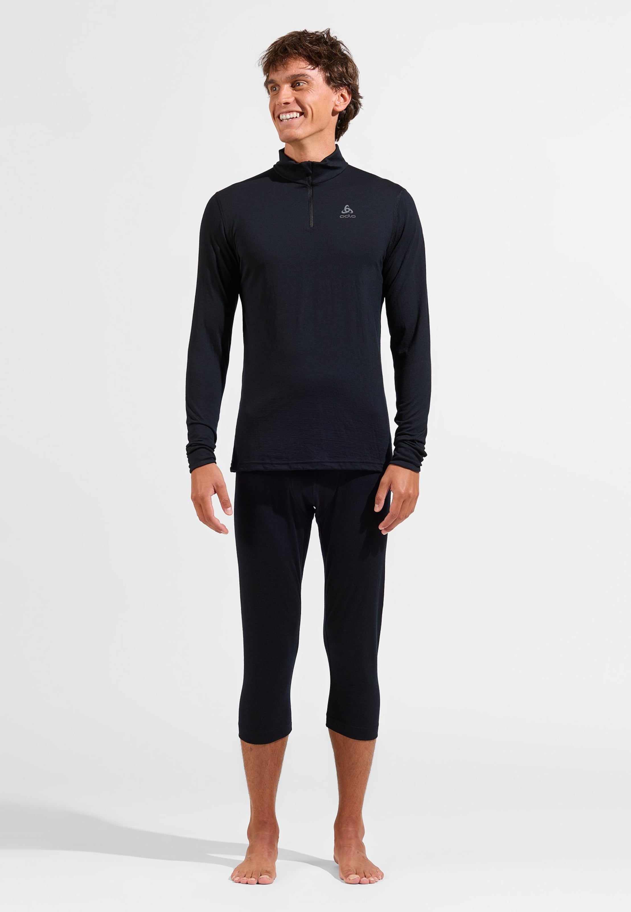 Natural Merino 200 Base Layer Half Zip in black