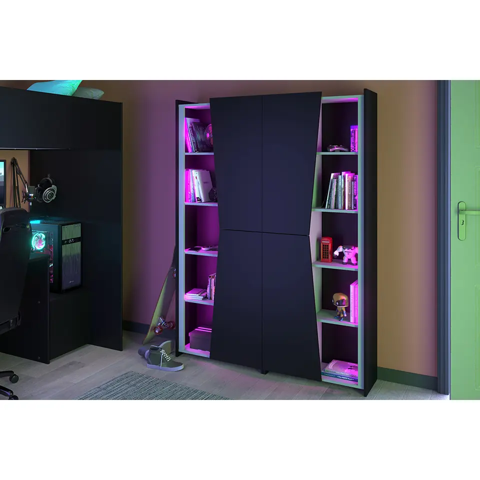 Kast Levi - zwart - 181x67x28 cm