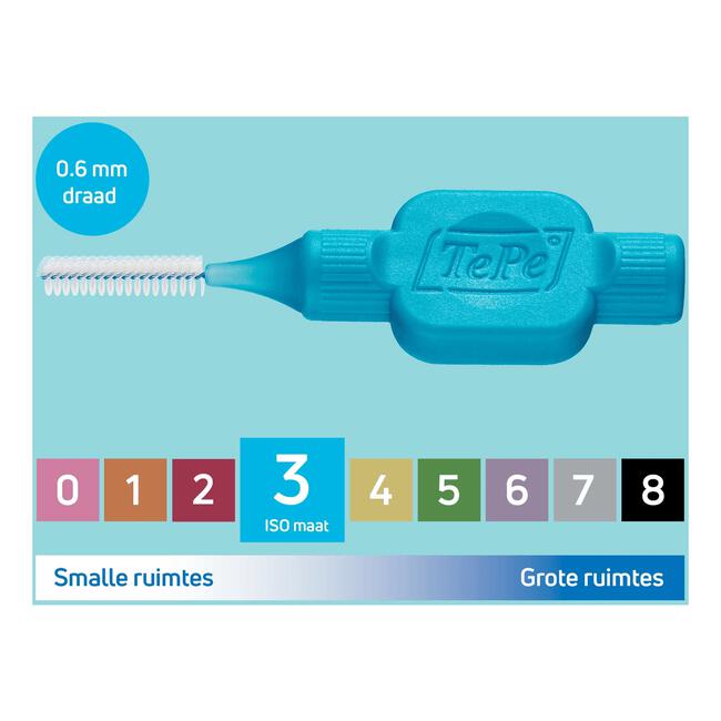 TePe Interdentale Ragers Original Blauw ISO maat 3 – 0,6 mm (6 stuks)