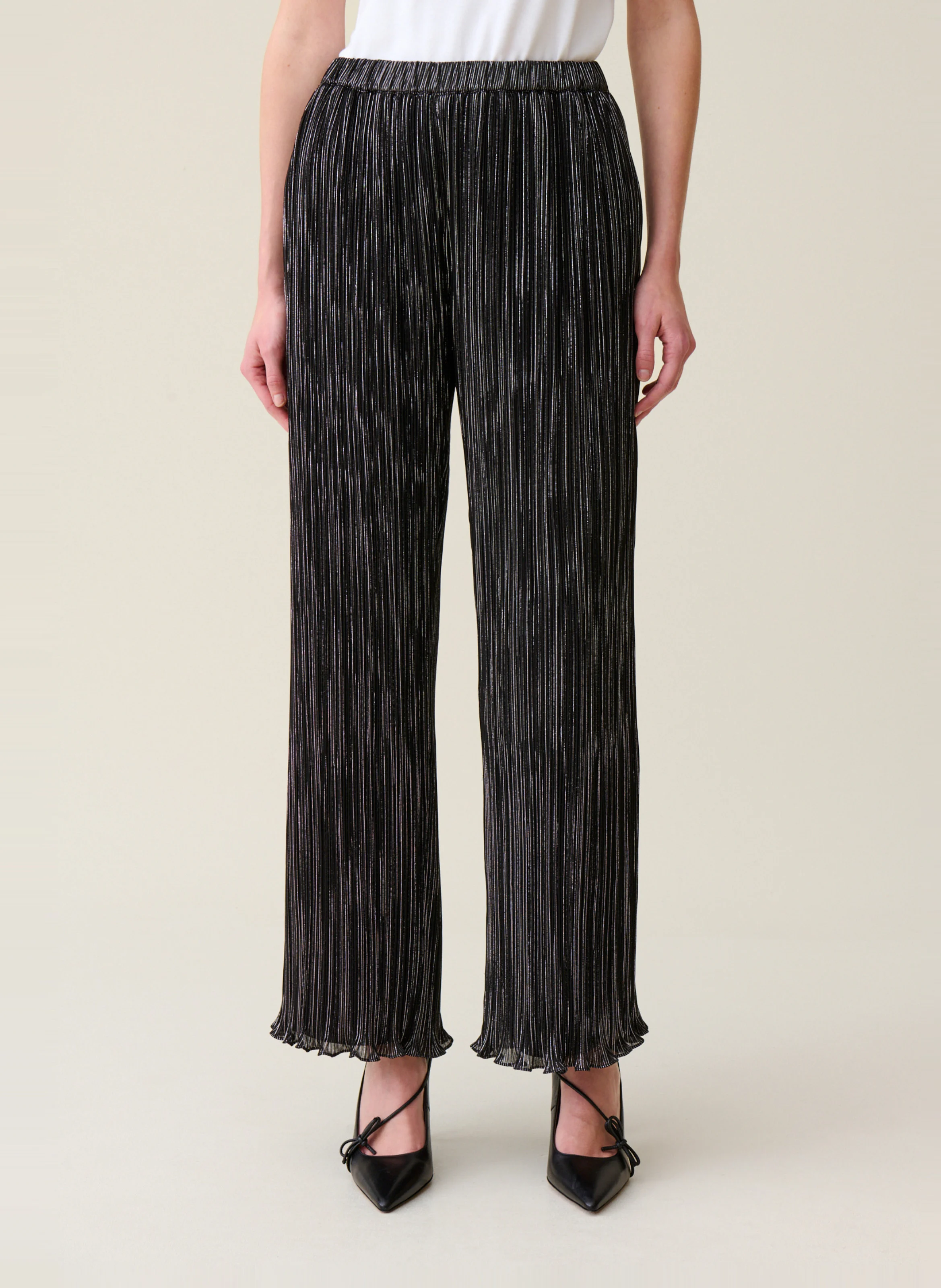 Pantalon large plissé | Noir