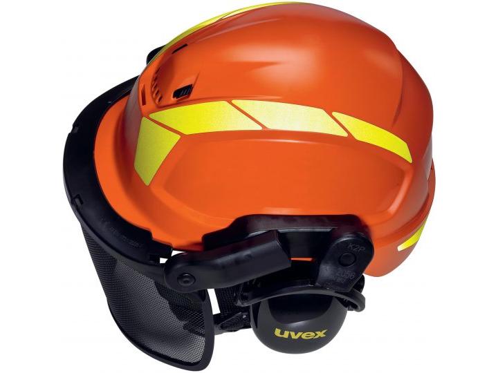 uvex Schutzhelm Pheos Forestry, Orange Forsthelm Komplettset