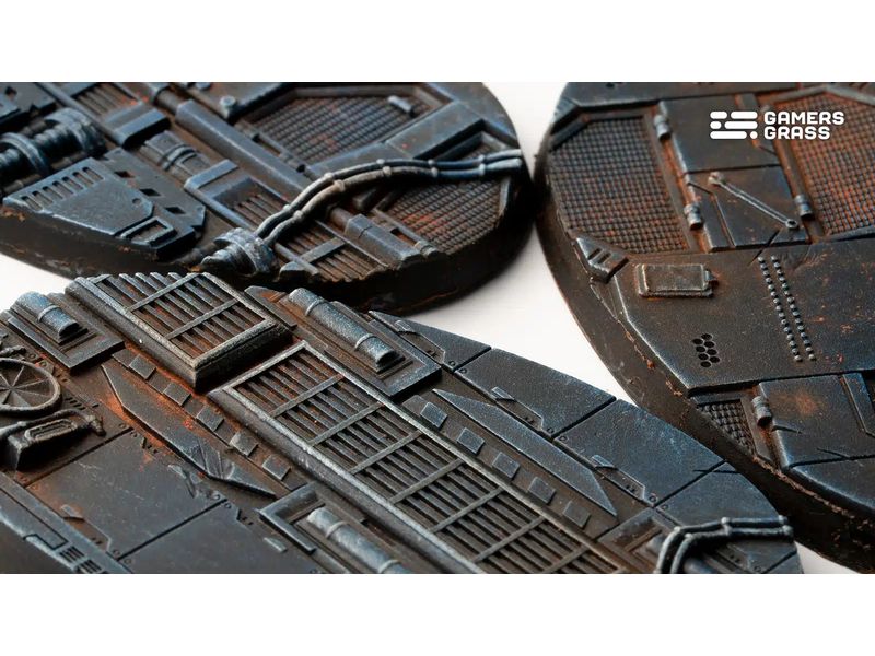 GamersGrass Spaceship Corridor oval 75 mm (x3) Hochwertige Bases für den Miniaturenbau