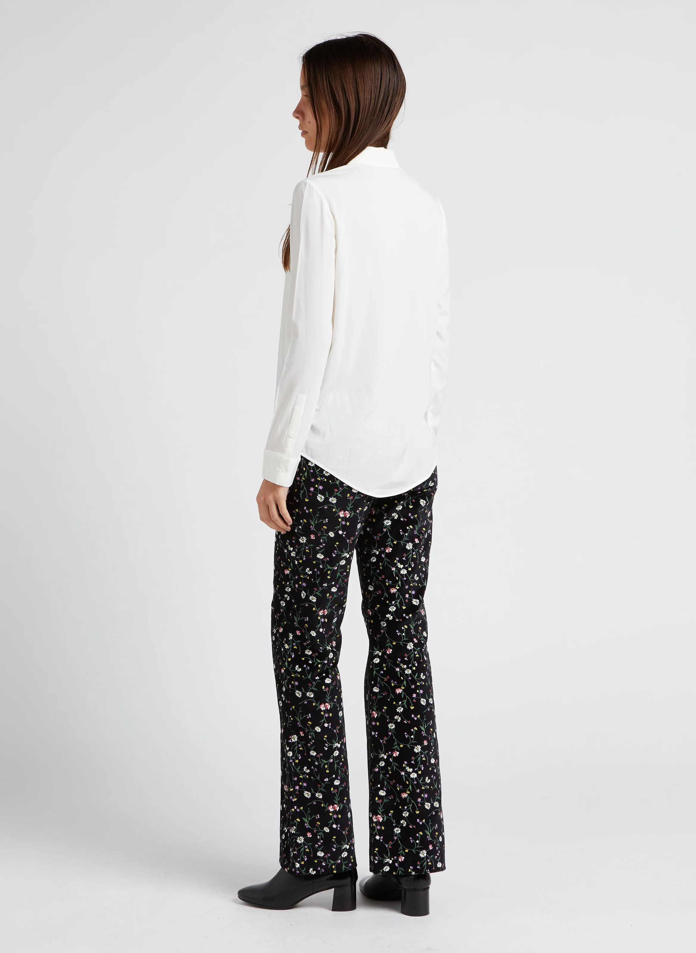 CRISTOF - Pantalon droit taille haute en coton | Noir