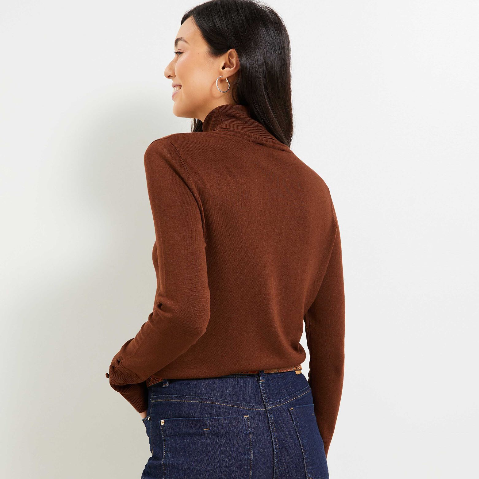 Pull col roulé femme