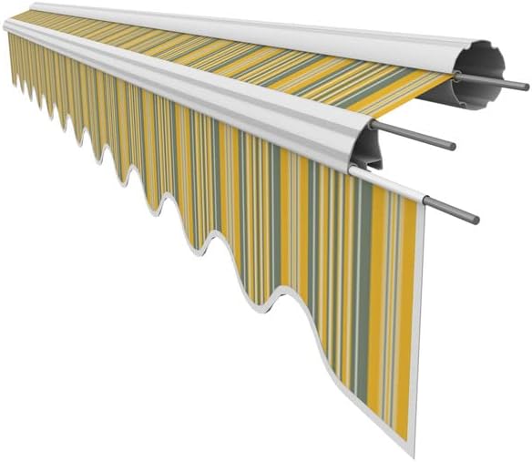 Markisenstoff mit Volant für 4 x 2,5 m Markisen-Ersatzstoff Markisentuch Markisenbespannung Markisentuch Sonnenschutz fertig genäht Maß Tuch 3,83 x 2,5 m Volant 3,83 x 0,21 m Design SPD035
