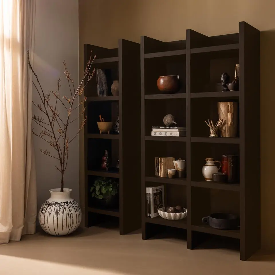 WOOOD Timo Open Kast - MDF - Donkerbruin - 195x100x40