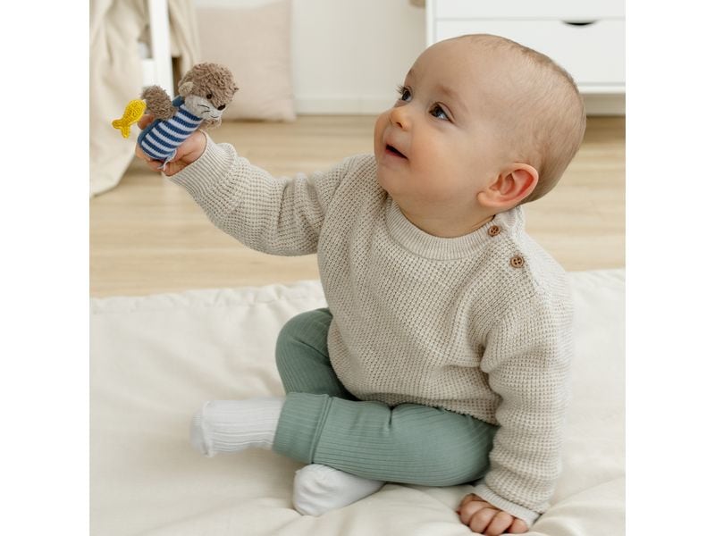 fehn Rassel Mini Otter Mini-Greifling zum Rasseln, Fühlen, Spielen mit kuschelweichem Stoff-Tier