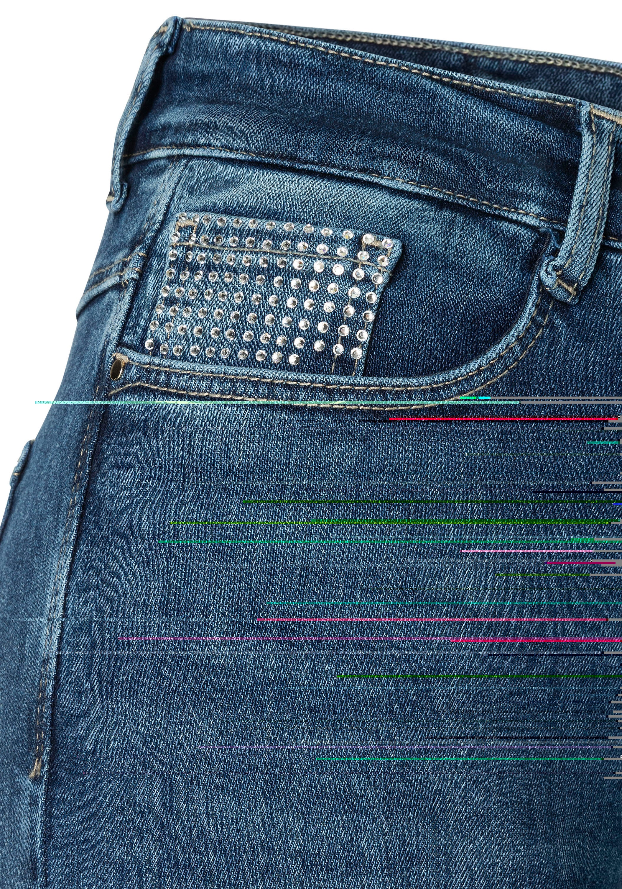 MAC Bootcut-Jeans »DREAM BOOT«, Figurformender Shaping-Effekt, Glitzerdetails an Vordertasche