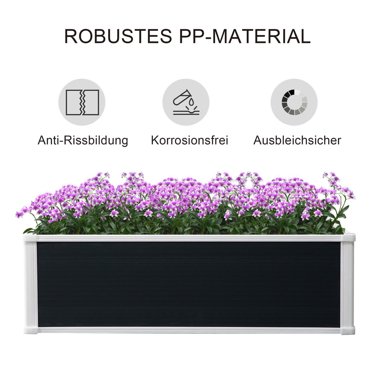 Outsunny Verhoogd Tuinbed, 100L x 80B x 30H cm, Kunststof, Grijs