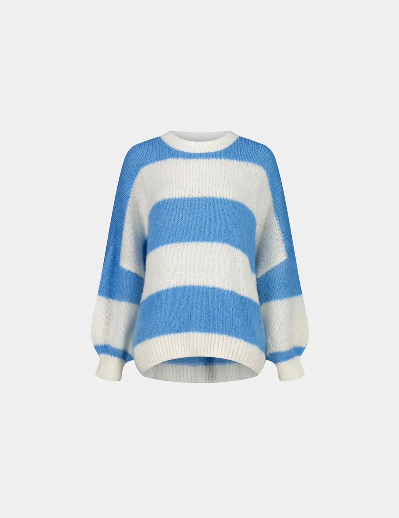 Pull oversize à rayures en mélange de laine bleu azur