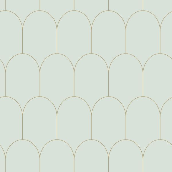 Estahome Art Deco Motief Behang V - 0,53 x 10,05 m - Petrolblauw / Goud