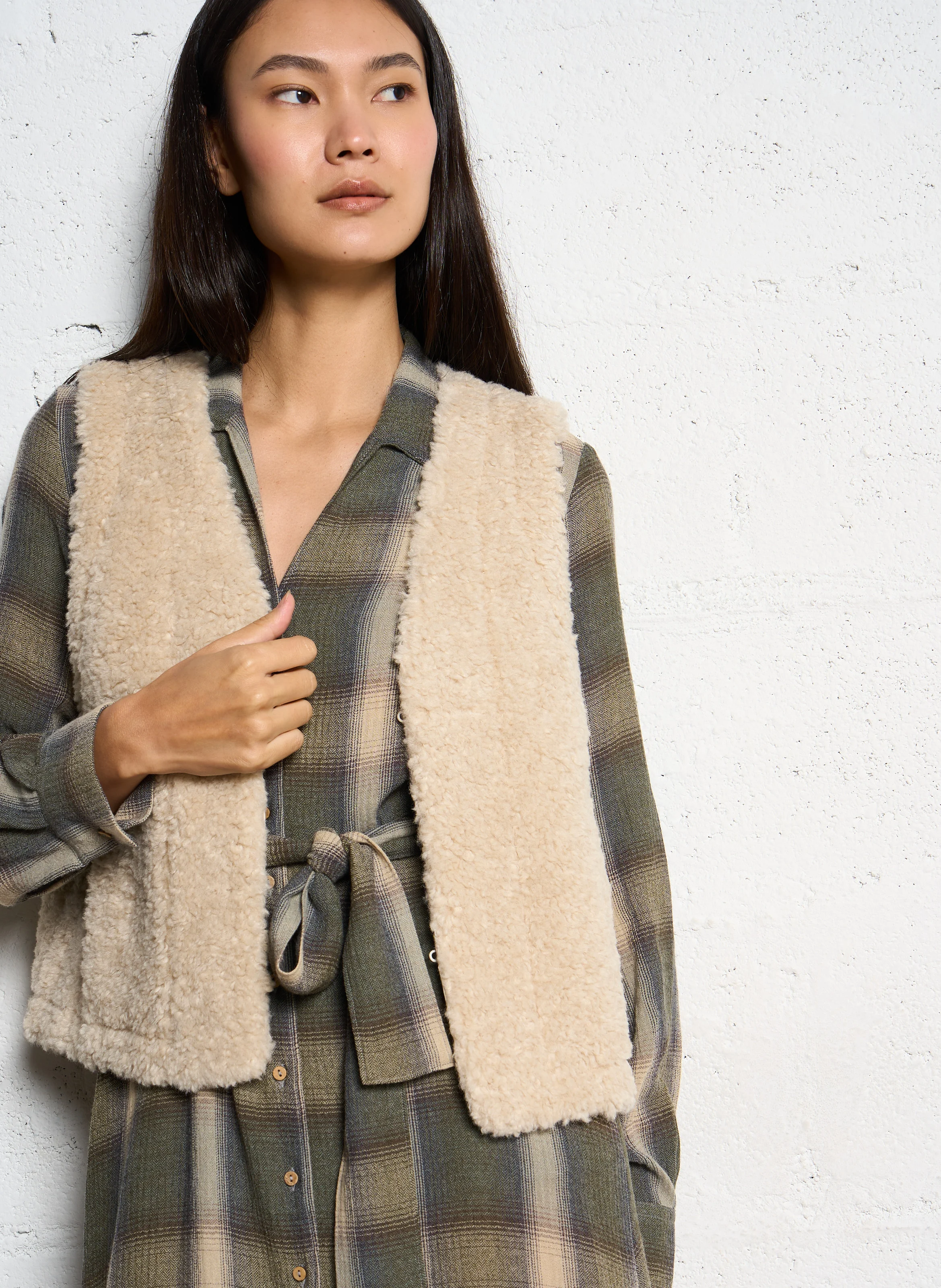 Gilet col V | Beige