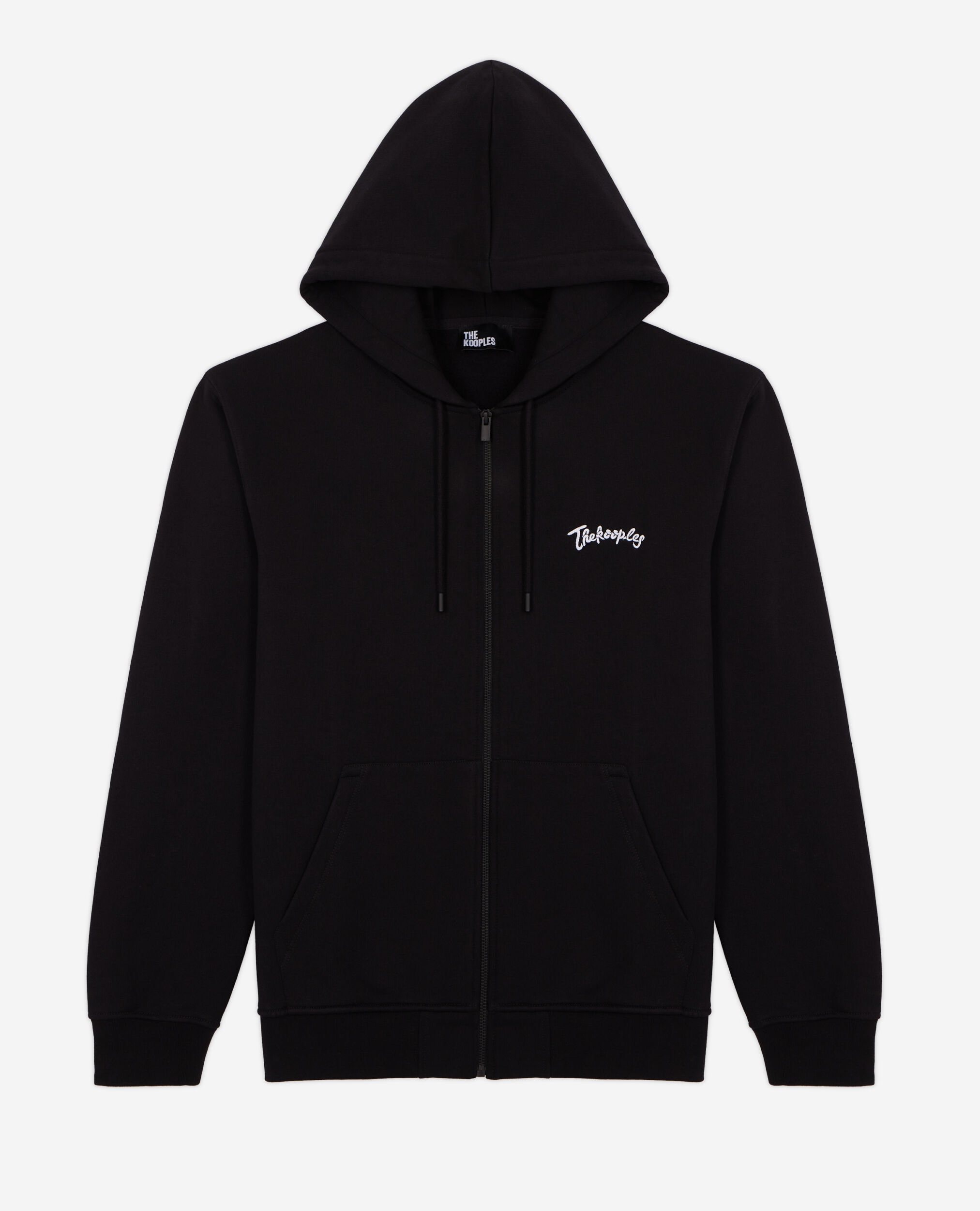 Sweatshirt à capuche noir zippé avec broderies
