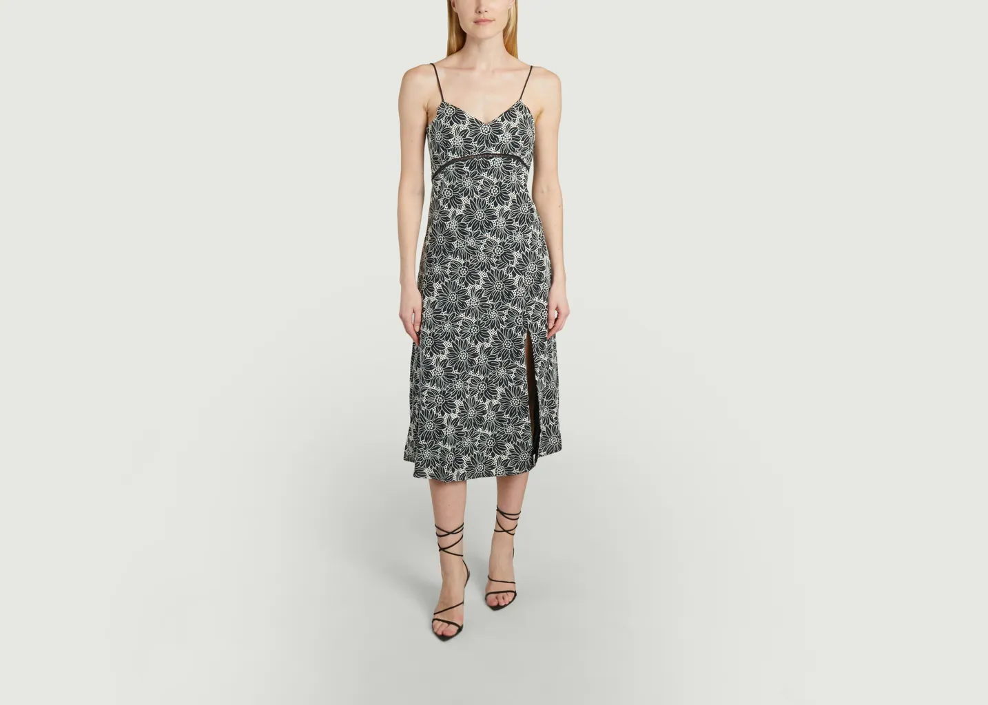 Robe midi brodée motif fleuri Clarita Suncoo