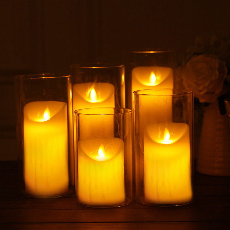 (3er Set) LED Kerze Home Deko Stimmungsleuchte in Schmelz Optik (Batteriebetrieben) - Warmweiss