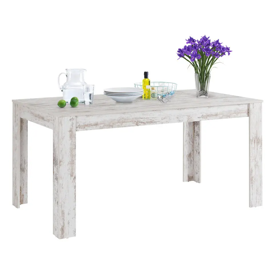Lynn - Eettafel 160x90 cm 8 personen antiek witte MDF