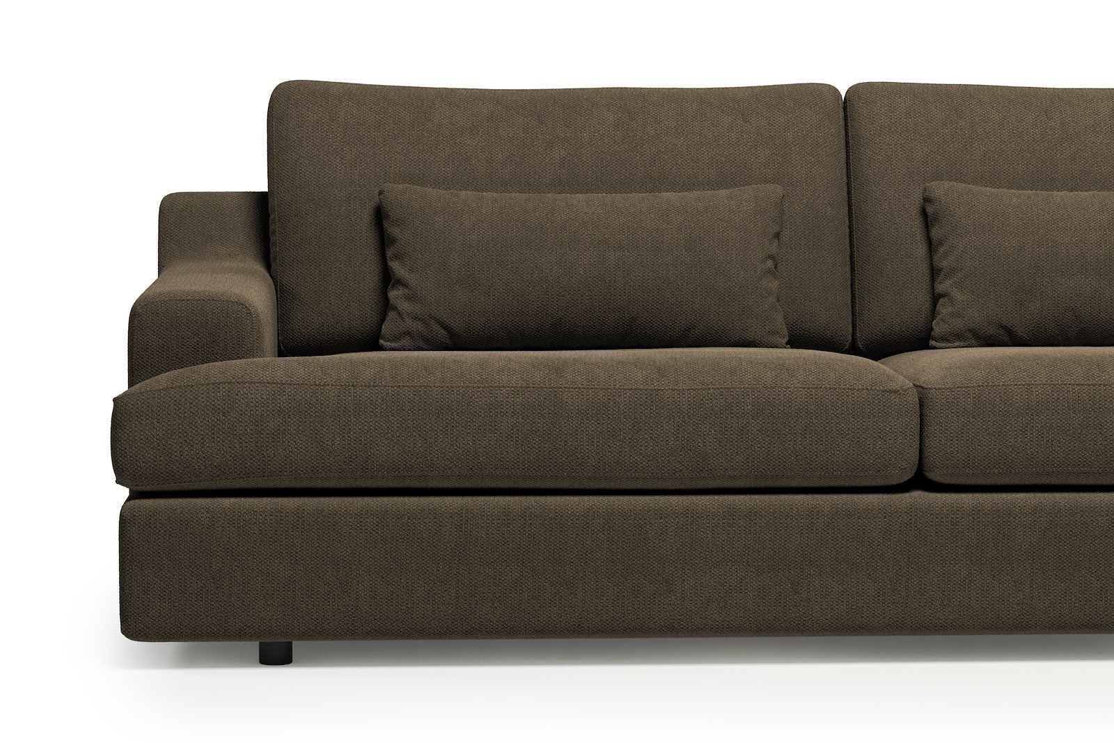 Roma 3-seter XL Tekstil Mito 176 Dark Brown med sorte ben