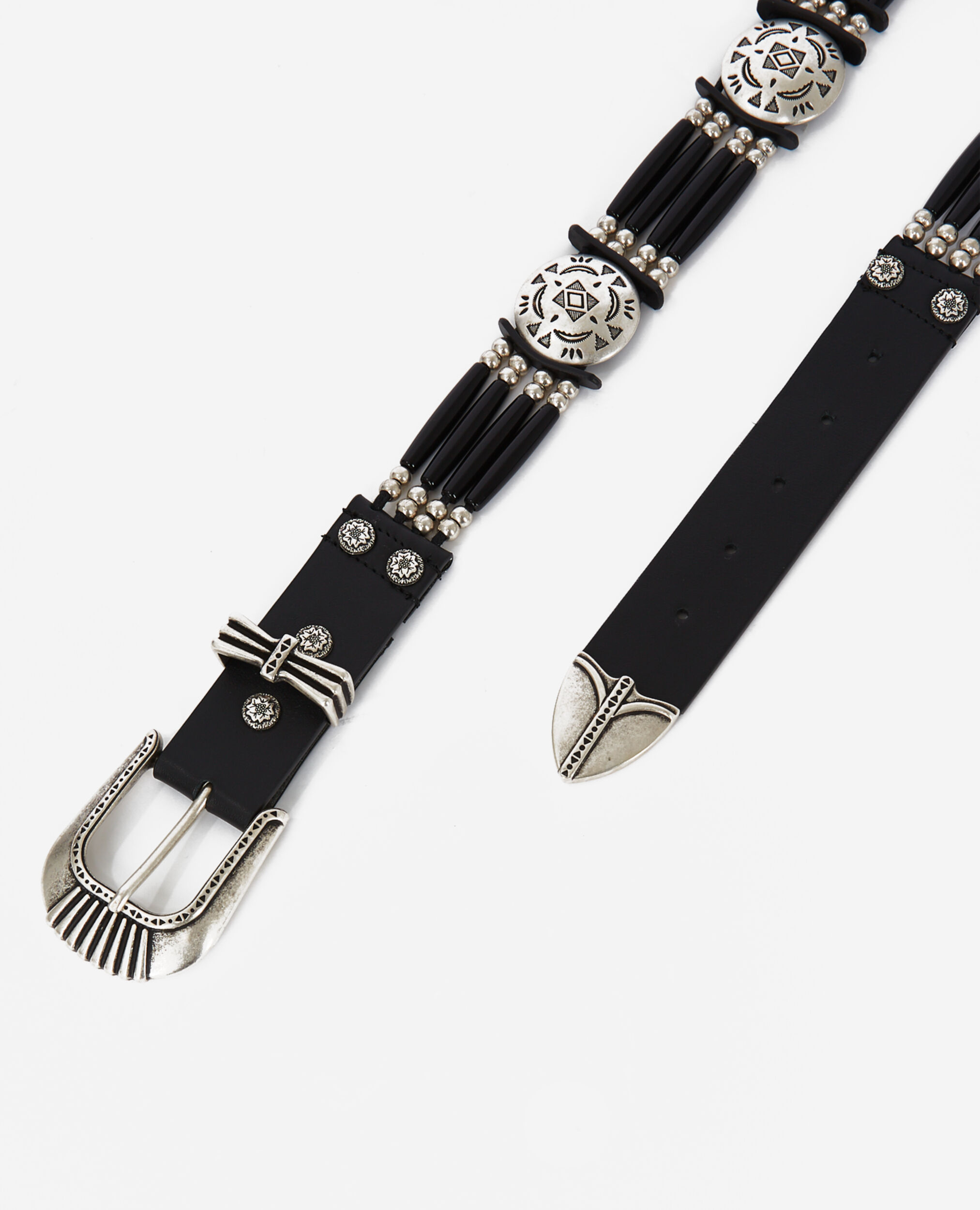 Ceinture large en cuir noire