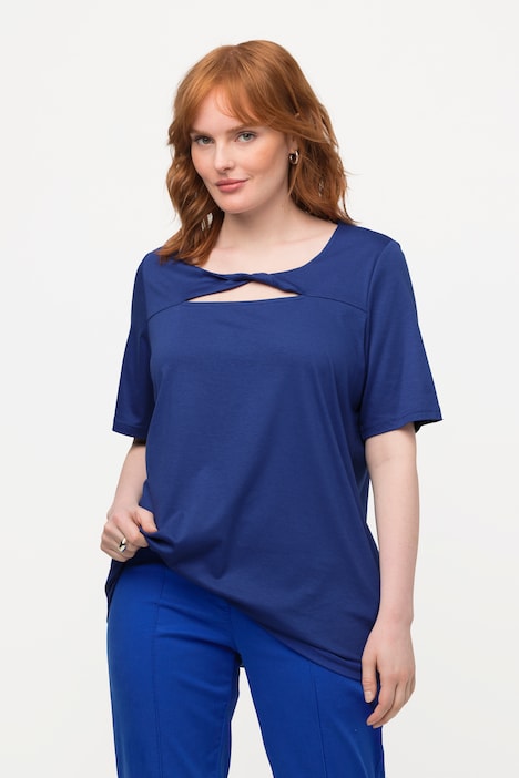 T-Shirt, Drapierung, Cut-Out, V-Ausschnitt, Halbarm