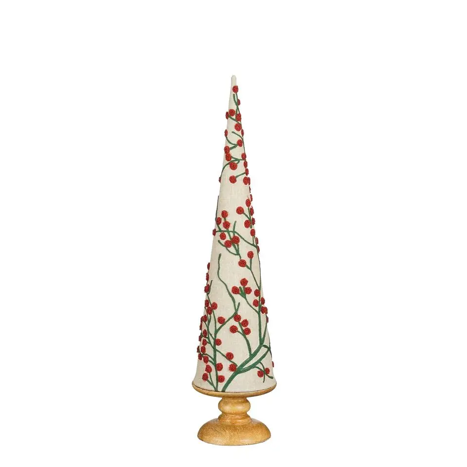 Mica Decorations Decoratie Kerstboom - H55 x Ø12 cm - Mangohout - Rood