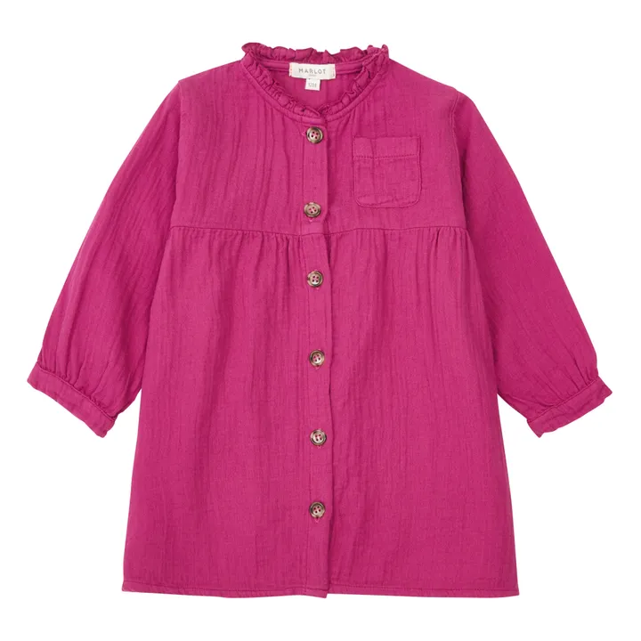 Marlot Paris Robe Gaze de Coton Romane | Rose fuschia