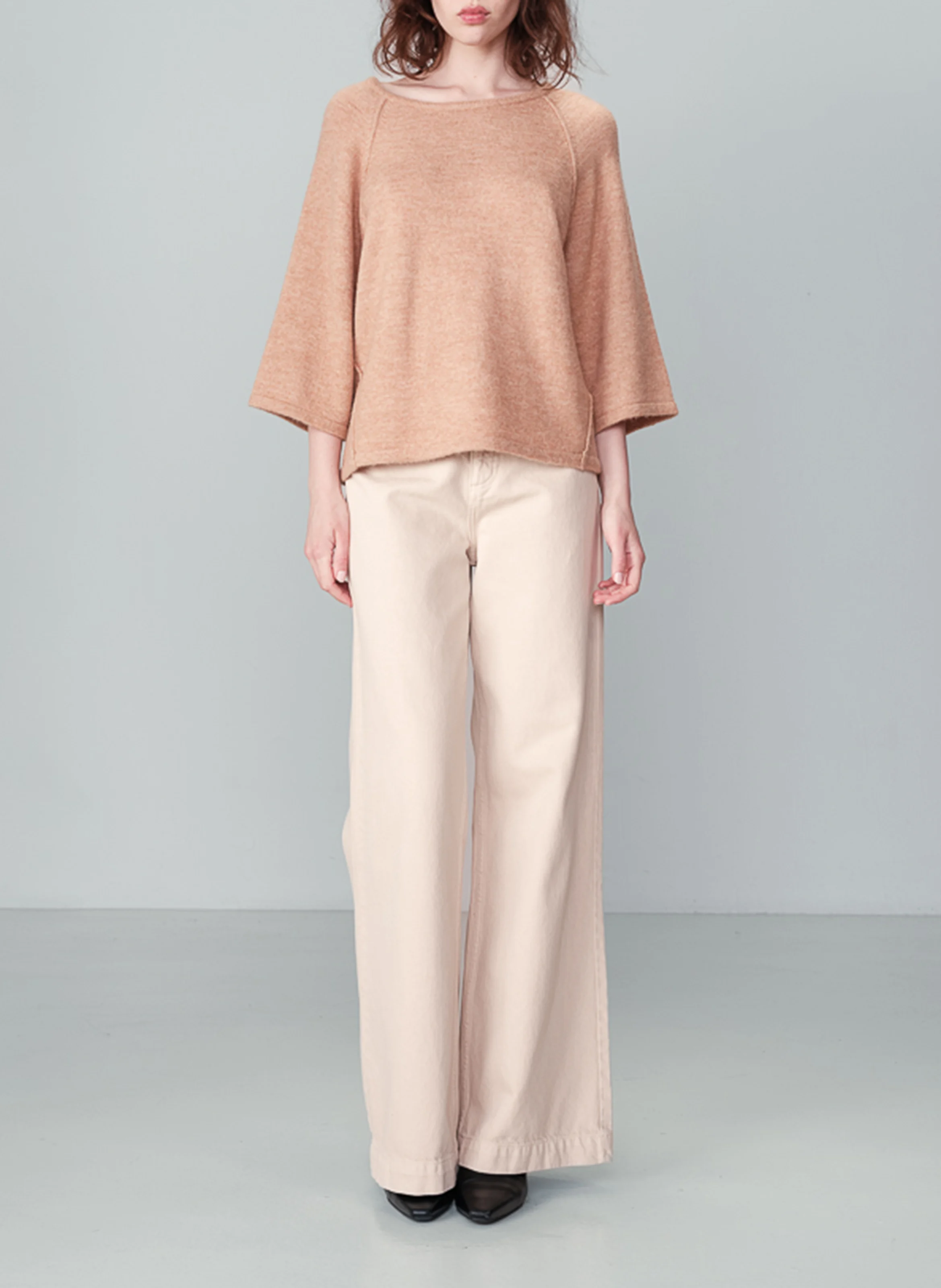 NANOU - Pull col rond ample en maille | Marron