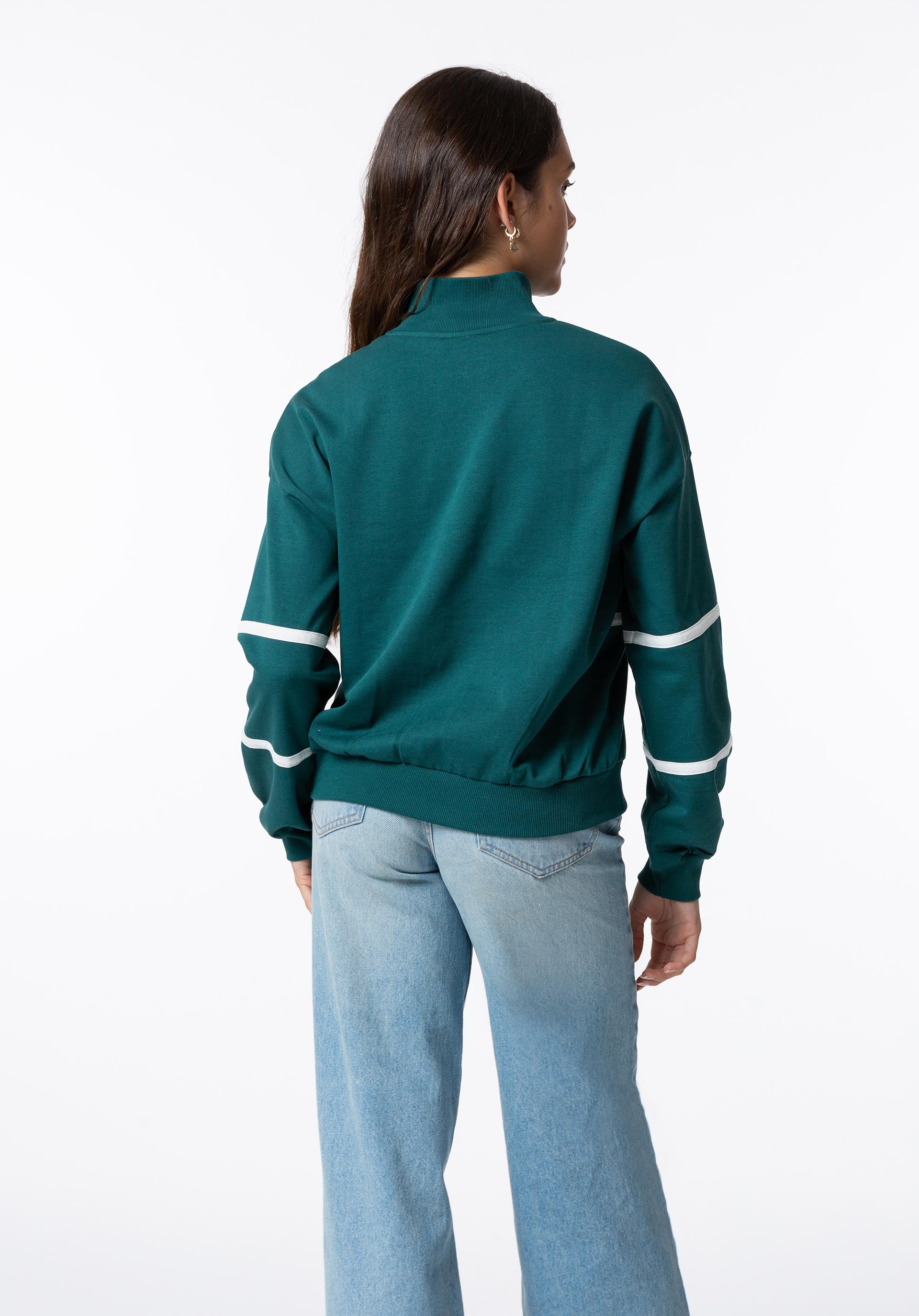 Sweatshirt com Fecho e Texto