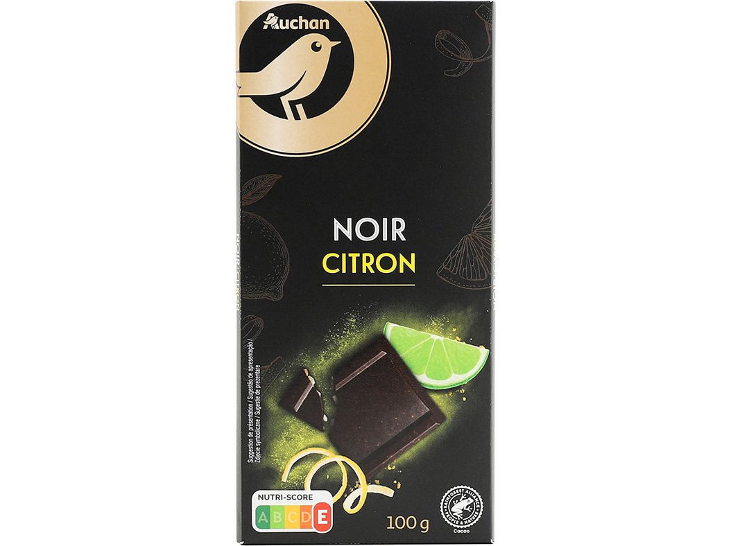 CHOCOLATE NEGRO AUCHAN GOURMET COM LIMÃO 100 G