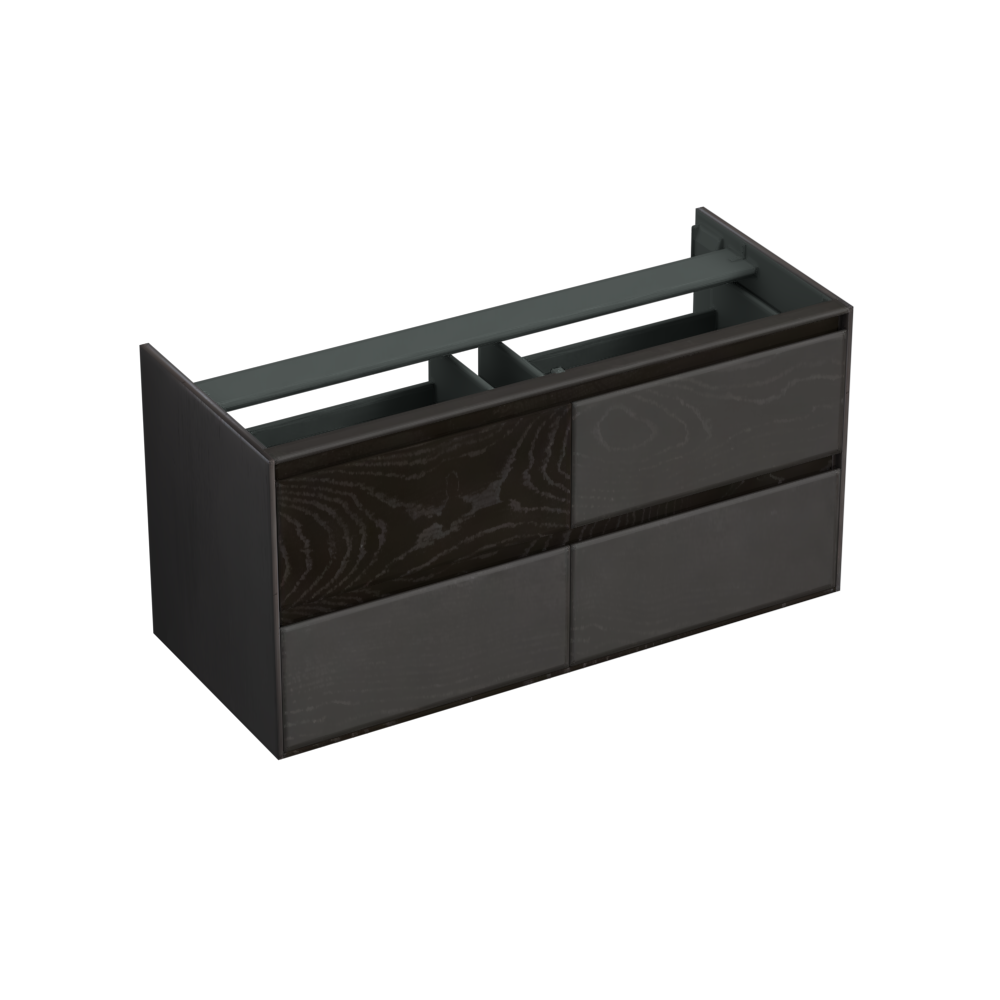 Forzalaqua Reno badmeubel 120cm black oiled met Nova wastafel carrara gekapt met 2 kraangaten
