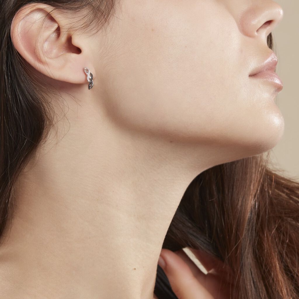 Boucles D'oreilles Puces Callune Or Blanc Diamant