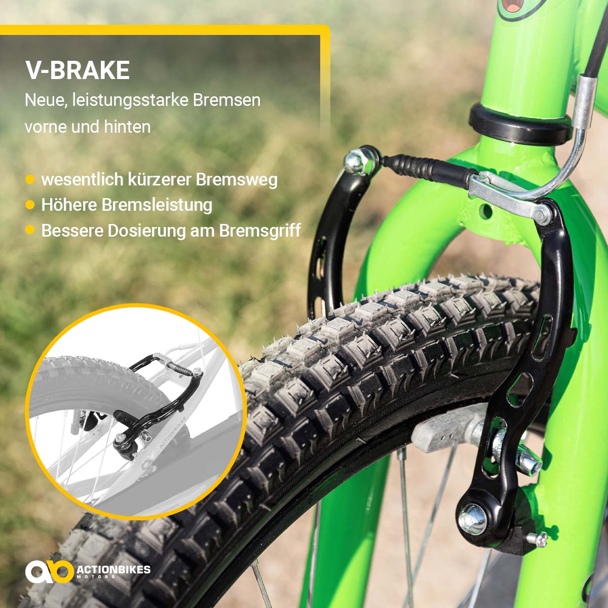 Actionbikes Kinderfahrrad Zombie 16 Zoll, V-Brake-Bremsen, höhenverstellbar, Stützräder, Reflektoren