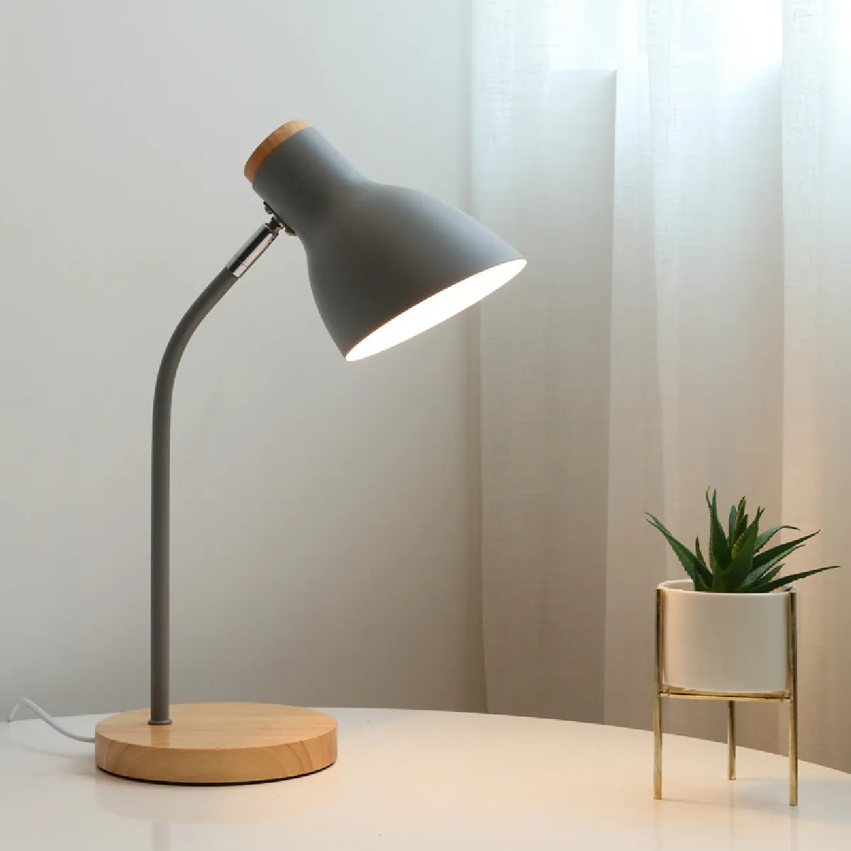 Lampe de table ajustable E27 - Gris