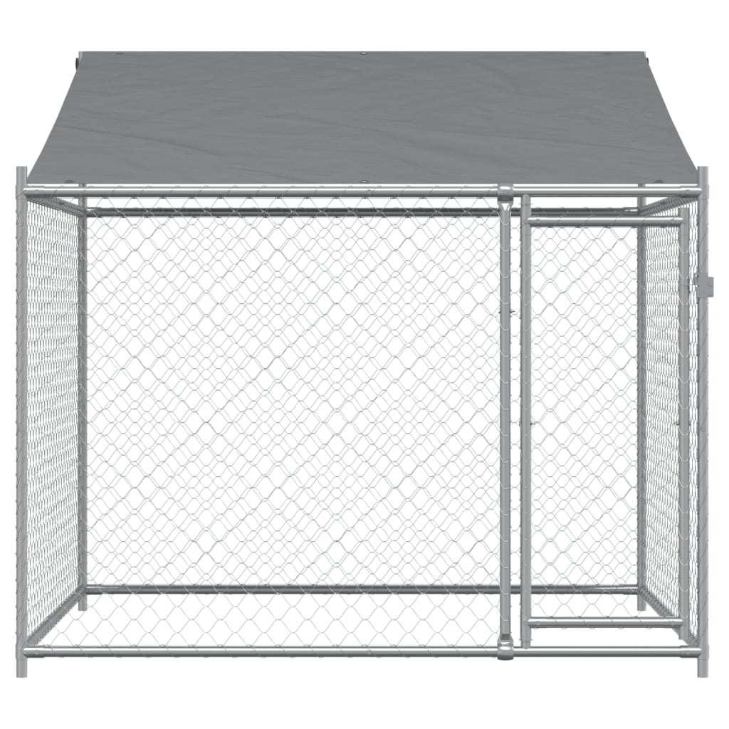 Gaiola para cães vidaXL com teto e porta, aço galvanizado, cinza, 10x2x2 m