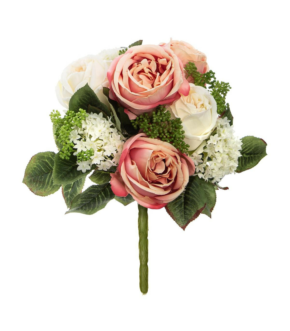 Bouquet composé fleurs artificielles d. 20 x h. 30 cm