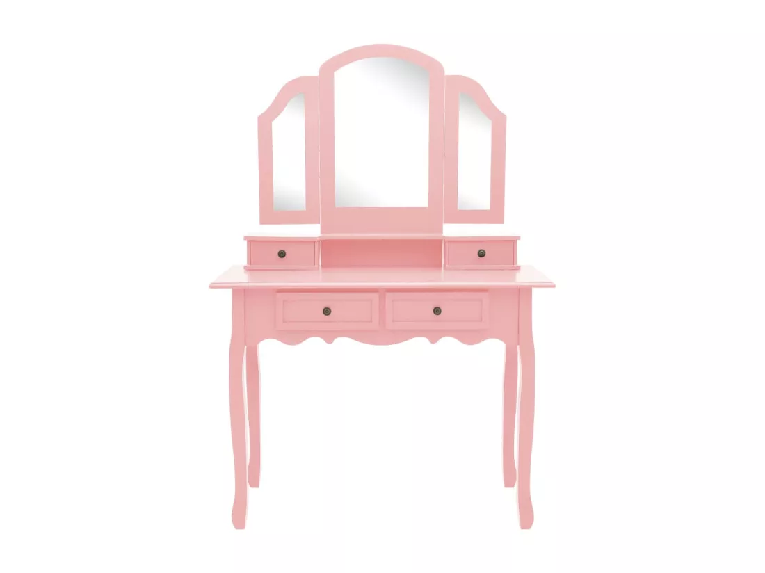 Ensemble de coiffeuse et tabouret Rose 100x40x146 cm Paulownia