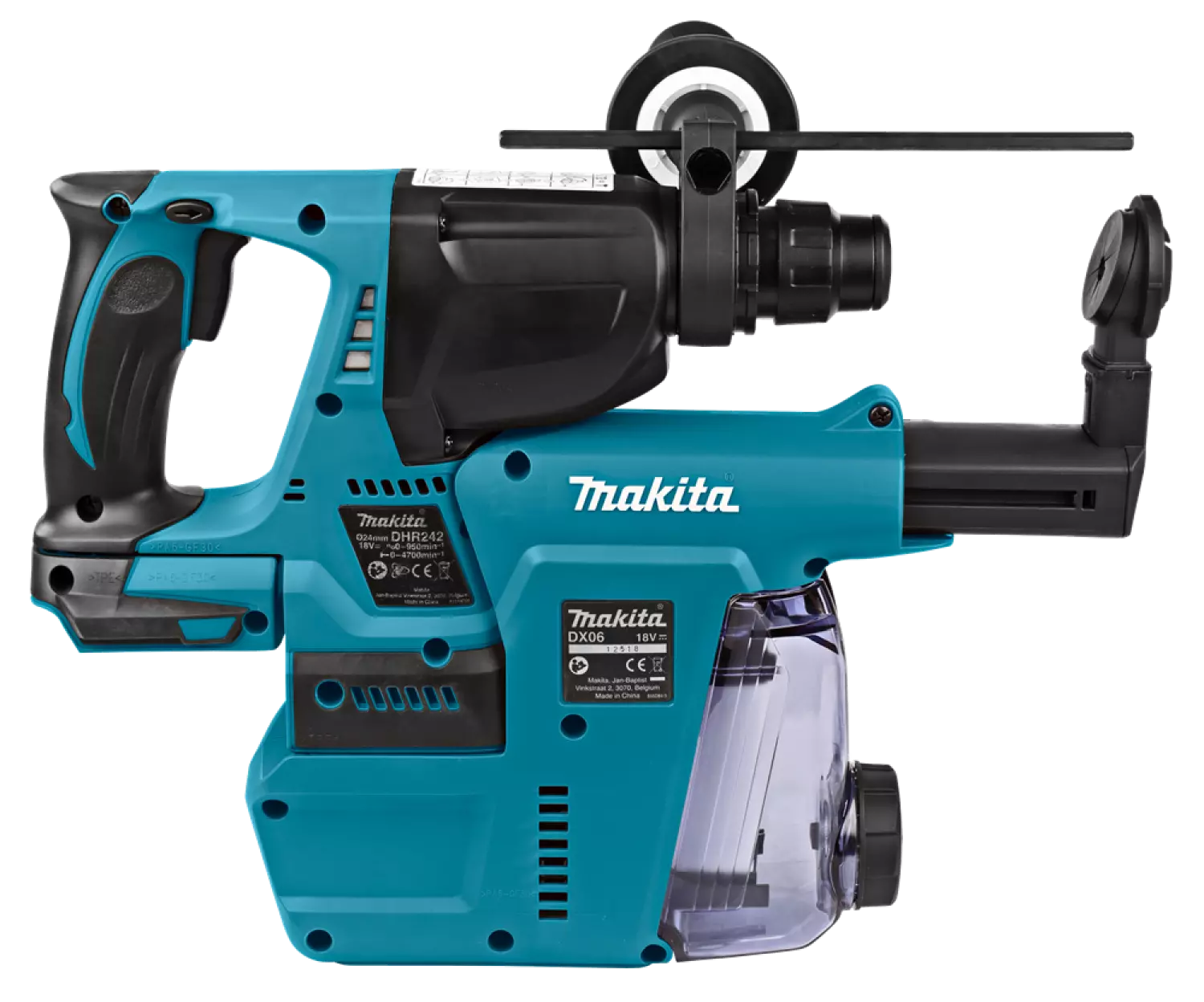 Makita DHR242ZJW LXT 18V Li-Ion SDS-Plus accu combihamer body met stofafzuiging in Mbox - 2J - koolborstelloos