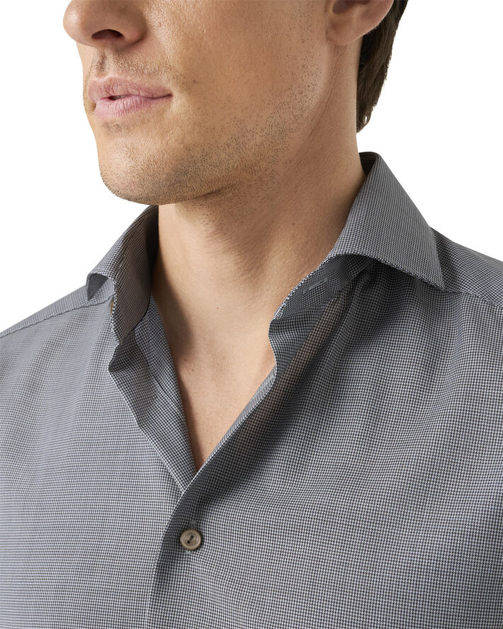 ETON Contemporary Fit Brown Houndstoothmerino Wool Shirt Brun