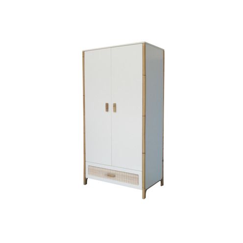 Armoire 2 portes Cannage Tressage Rotin OCEANIA Neige - THEO