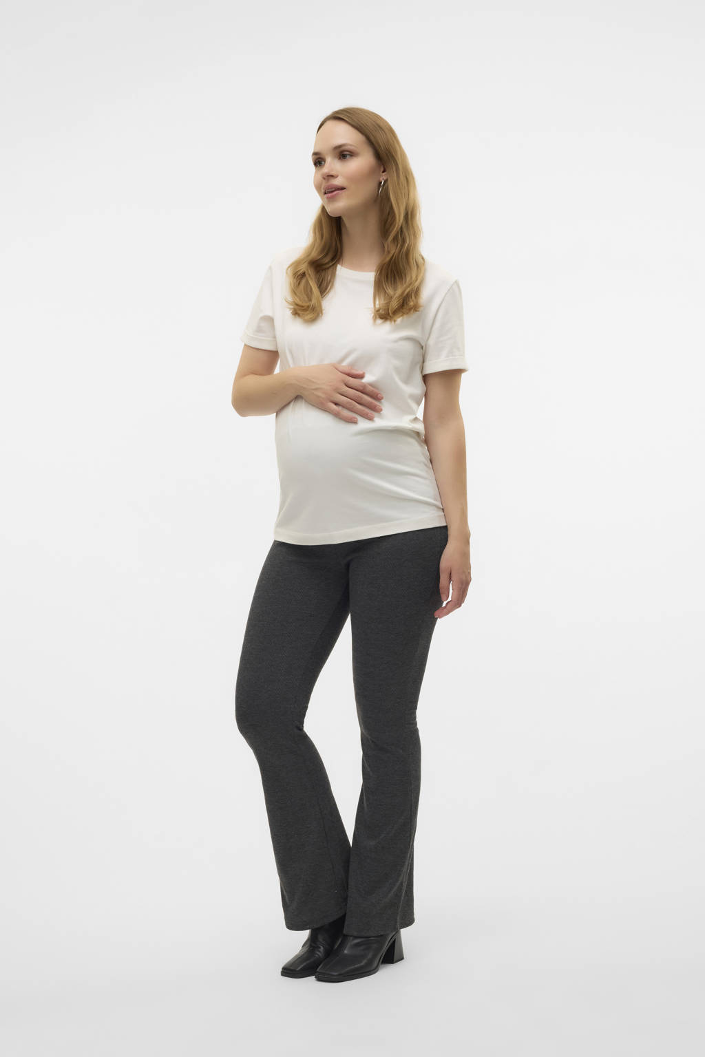MAMALICIOUS flared zwangerschapsbroek MLLISE grijs