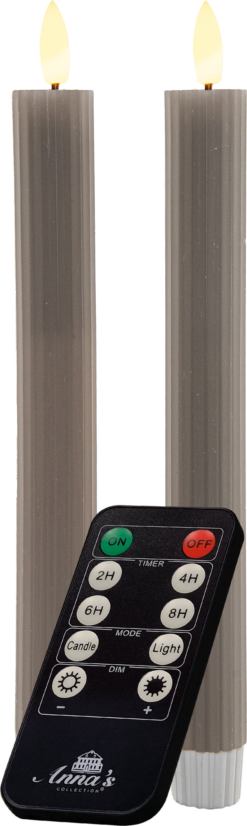 Anna's Collection LED dinerkaars Vito taupe D 2 H 23 cm 2 stuks