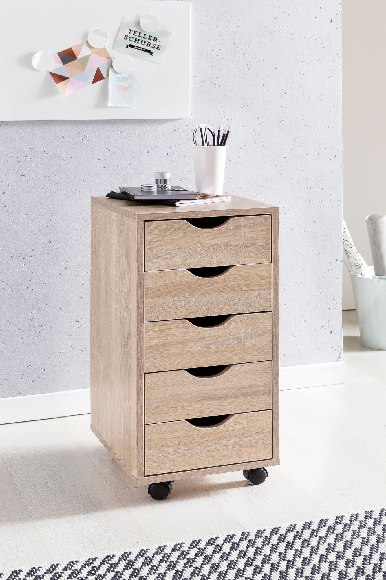 KADIMA DESIGN Rollcontainer, 5 Schubladen, MDF-Holz, Büro/Wohnzimmer - Stilvoller Stauraum