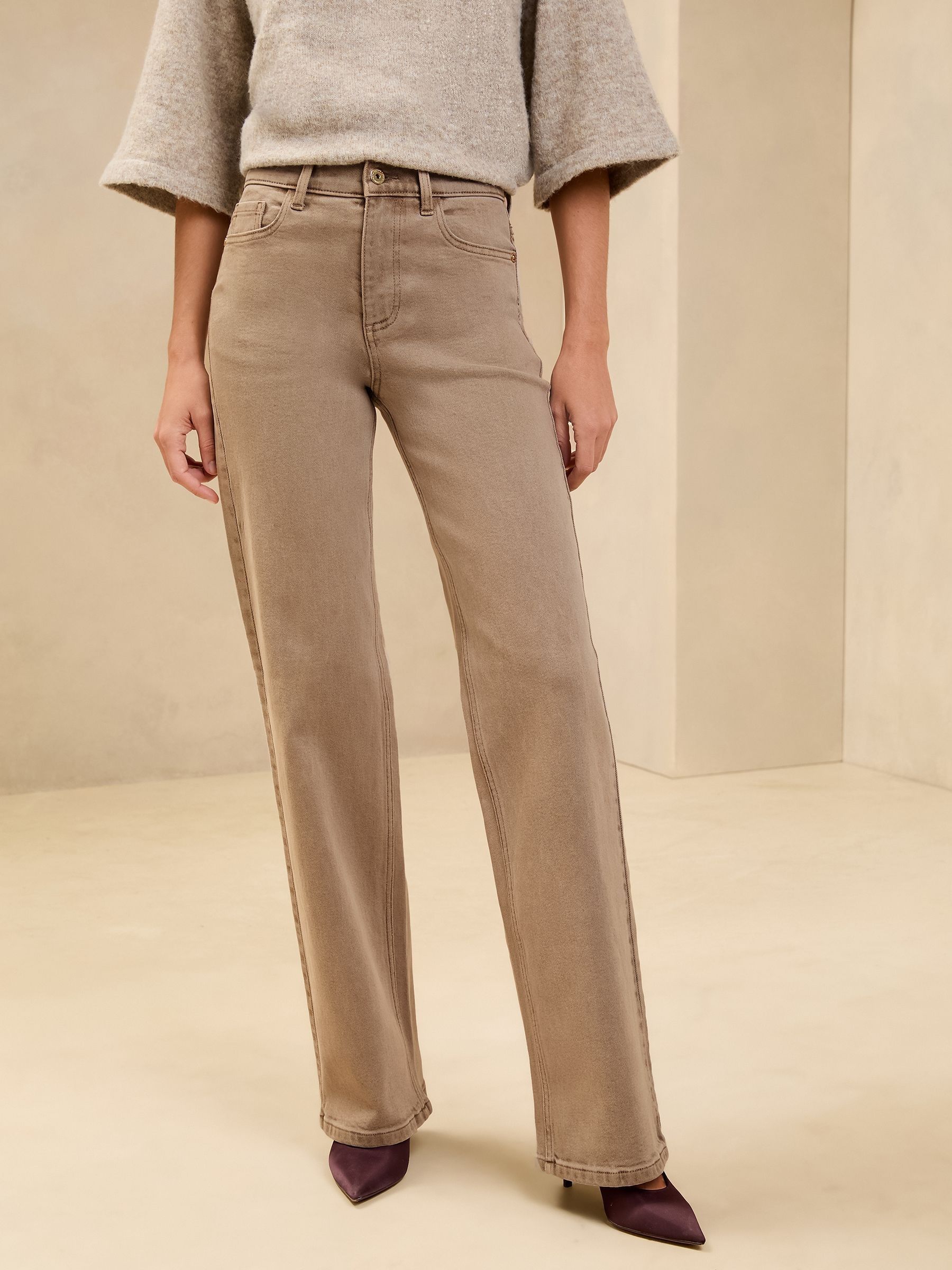Champignon - Lipsy - Jeans met een middelhoge taille en wijde pijpen