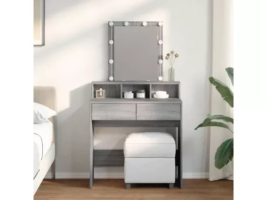 Coiffeuse avec LED sonoma gris 80x41x144,5 cm