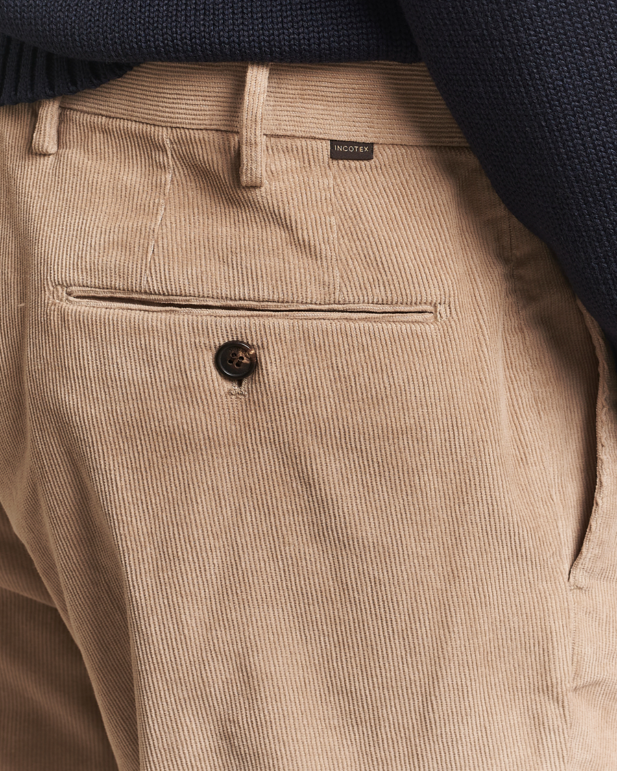 Incotex Regular Fit Baby Corduroy Trousers Beige