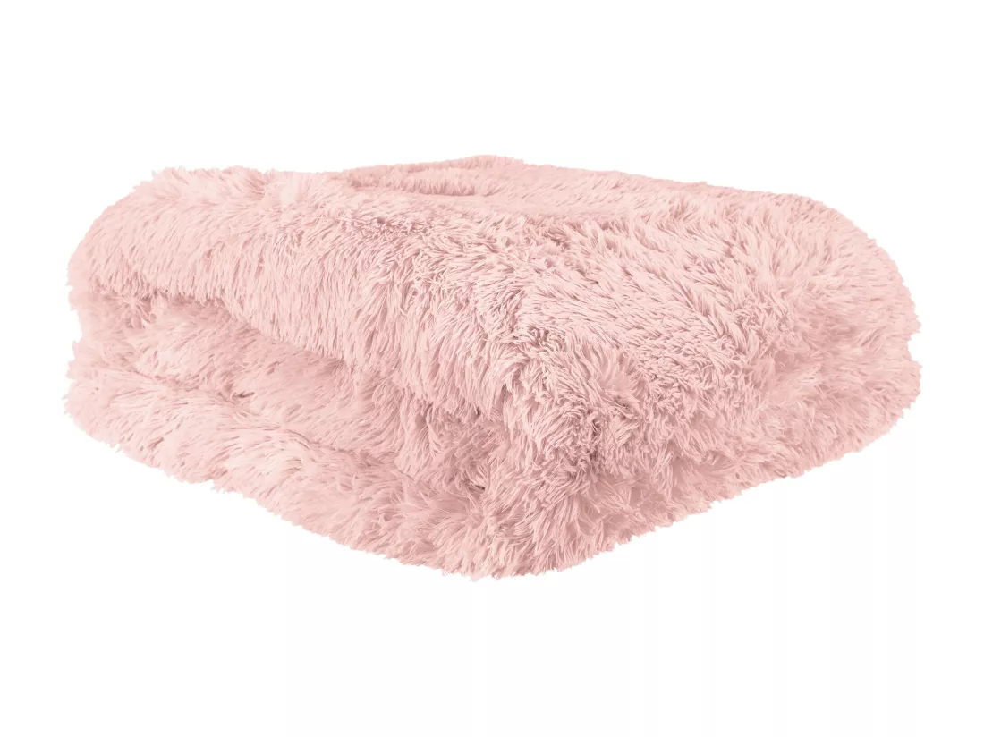 Couvre Lit Poils Longs Rose 220x240cm