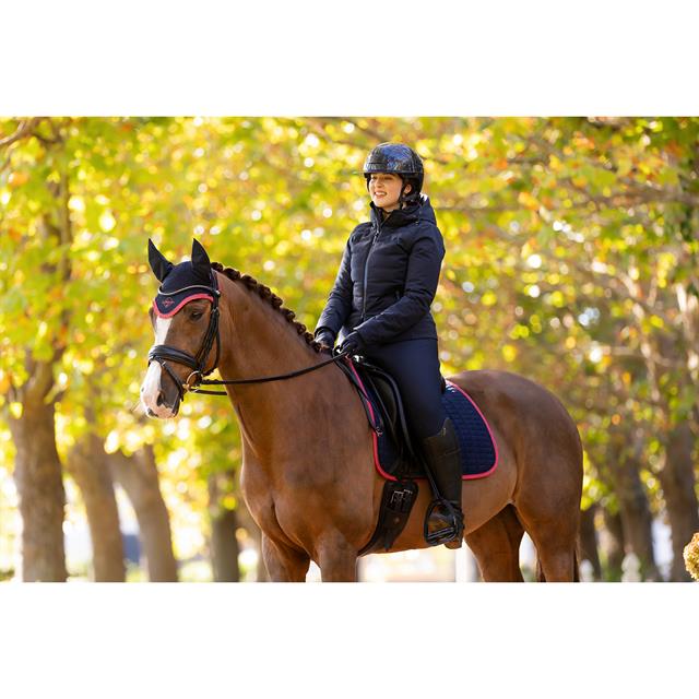 Zadeldek LeMieux Suède Dressage Square Donkerblauw-roze
