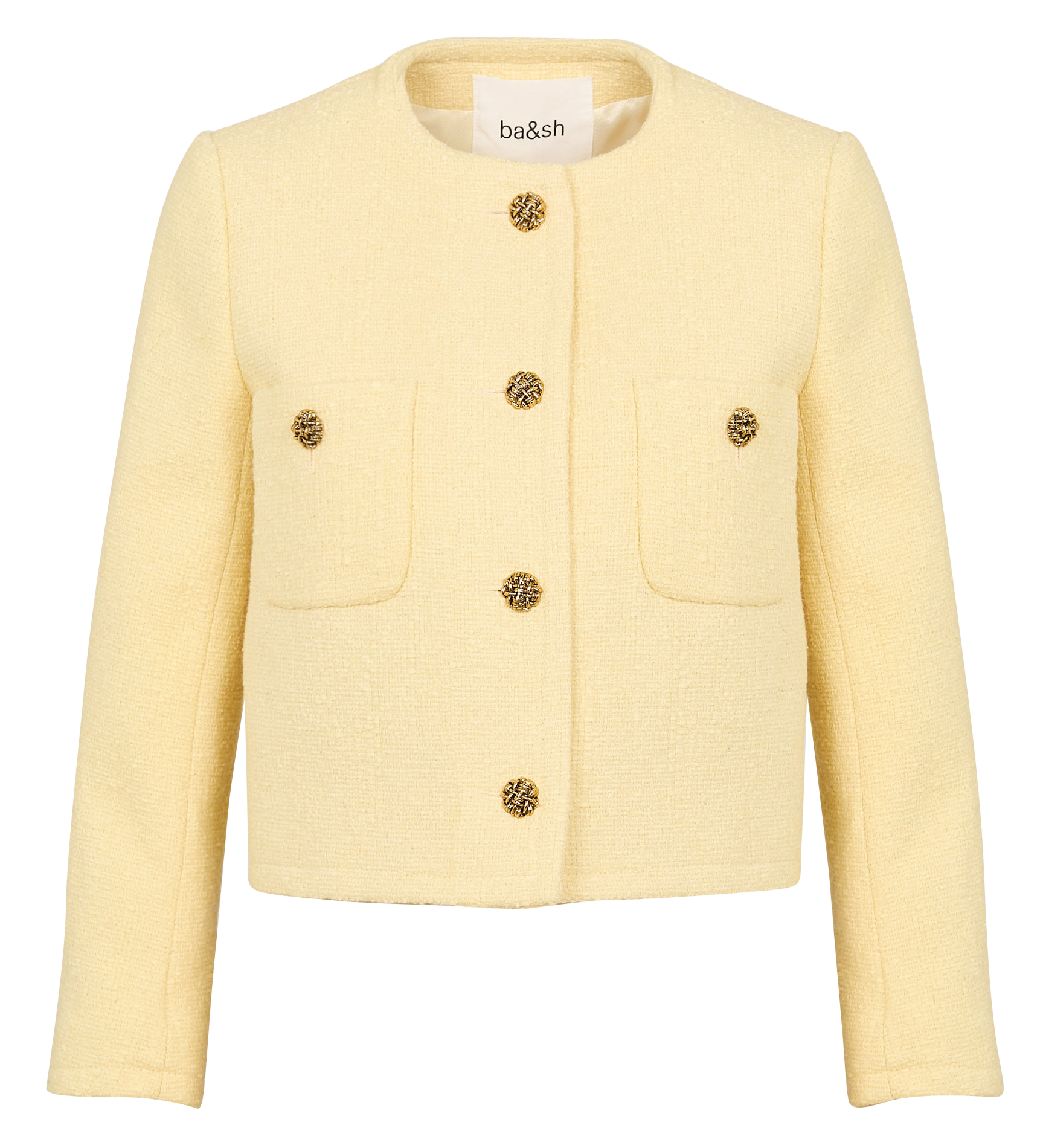 MEREDITH - Veste courte col rond en coton mélangé| Jaune
