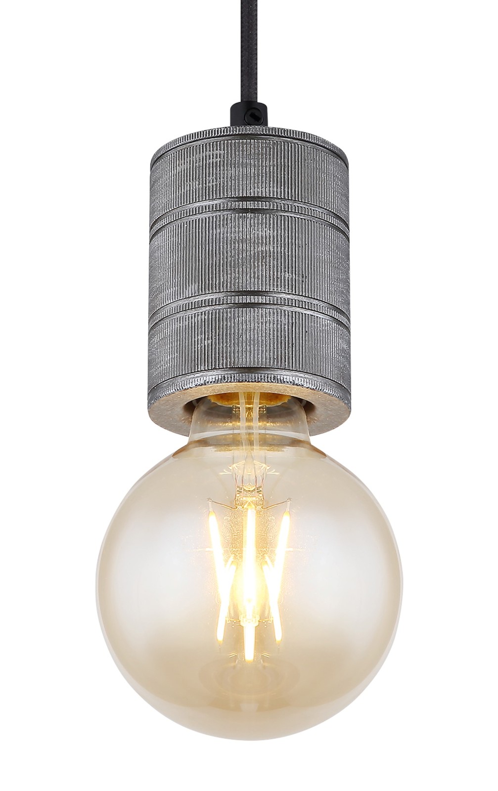 Pendelleuchte - silber - gerillt - 160 cm